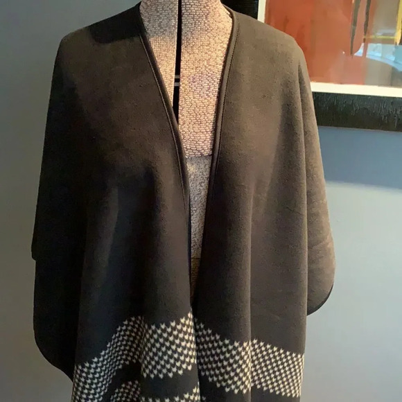 Ike Behar black tan print bands reversible wrap OS - Picture 3 of 9